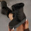 Women's Snow Boots Black Square Toe Size 9 5