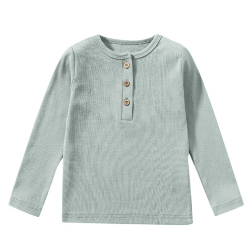 Boys Long Sleeve Ribbed T-Shirt Solid Green 4-5 Years