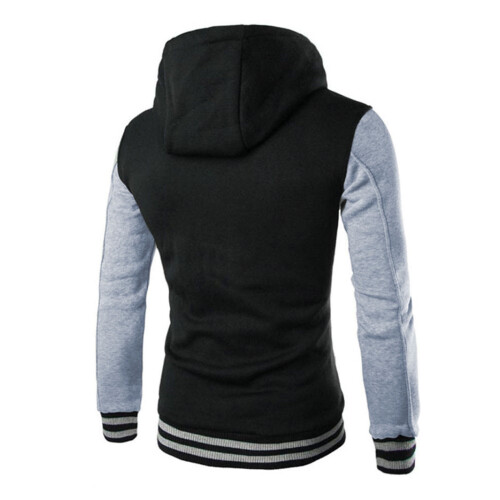 Herr Varsity Hoodie Grå Patchwork Jacka XXXL 2