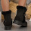 Women's Snow Boots Black Square Toe Size 9 8