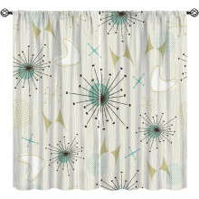 Mid-Century Atomic Pattern Thermal Curtains with Rod Pocket