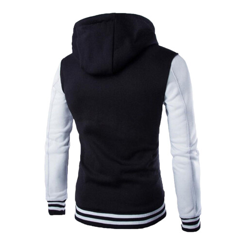 Jachetă cu glugă pentru bărbați, model Varsity, model patchwork, alb, XXXL 2
