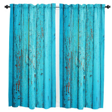 Brown Retro Wood Grain Curtains for Living Room Bedroom