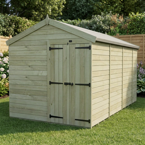 8 x 14 Apex Shed Tanalised (Double Door, No Windows)