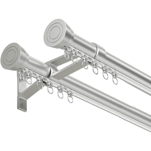 Ensemble de double tringle à rideaux murale noire 360 cm