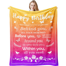 Birthday Throw Blanket Yellow Orange Purple 60x50 inches