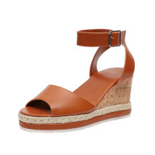 Women's Brown Open Toe Espadrille Wedge Sandals Size 9.5