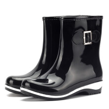 Women's Winter Boots Waterproof Plastic Low Heel Black