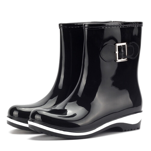 Women's Winter Boots Waterproof Plastic Low Heel Black