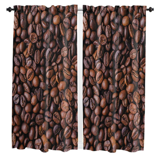 Coffee Cup Pattern Curtains for Living Room Kitchen Bedroom