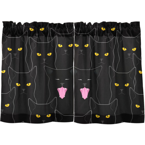 Κουρτίνες Κουζίνας Black Cat σε Αγροτικό Στυλ 27x24 Ίντσες 2 1