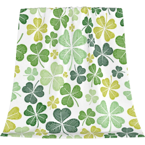 Green Shamrock Throw Blanket 50x60 inches