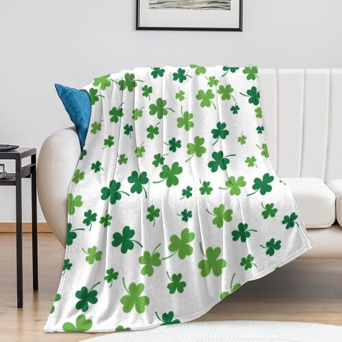 Fleece Throw Blanket Lucky Spring Green 60x80 inches