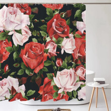 Rideau de douche à motif floral en polyester imperméable 183 x 183 cm