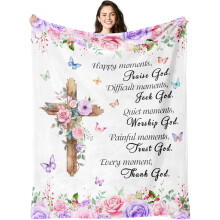 Couverture douce et inspirante pour femme avec versets bibliques chrétiens