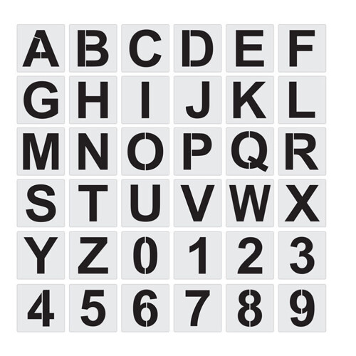 Reusable Letter Stencils for Crafts White Plastic 36 Pieces