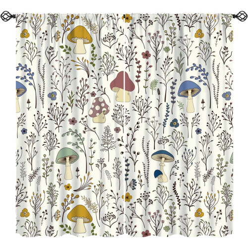 Mushroom Curtains White Thermal Drapes 72x63 Inch
