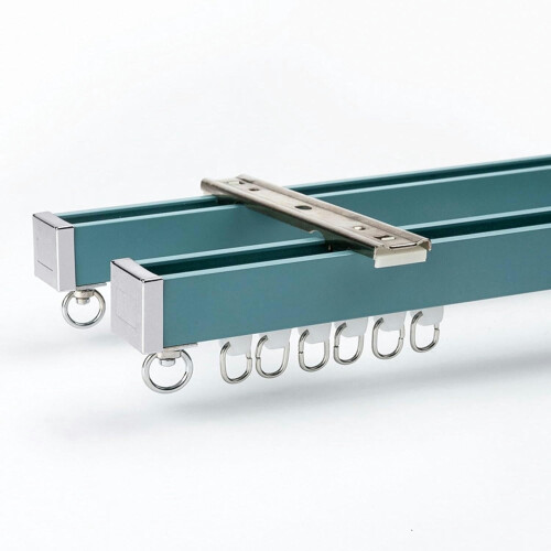 Rail de rideau double en aluminium blanc 110 cm