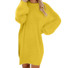 Flauschiges Damenkleid mit Rundhalsausschnitt, langen Ärmeln und Oversize-Schnitt