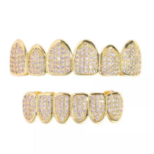 925 Silver Simulated Diamond Grillz Set Top and Bottom