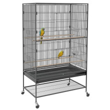 Bird Cage with Perches, Toys, Removable Base Tray and Storage Shelf, Grey