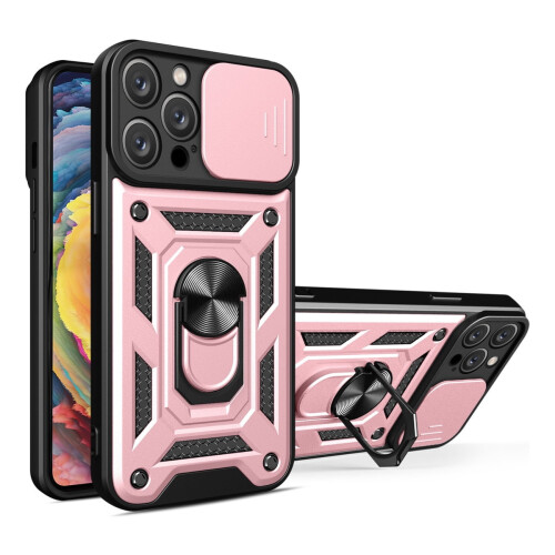 iPhone16Pro Max-skal med metallring, magnetiskt stativ,