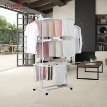Movable Clothes Rack and Drying Rack - White