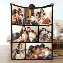 Couverture en flanelle personnalisée avec photo – 4 tailles, peut contenir 6 personnes