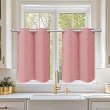 Blackout Kitchen Curtains Pink 86x46cm Short Window Curtain