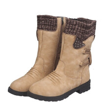 Dames winterlaarzen van wolmix, kaki, met hielband, maat 10-13