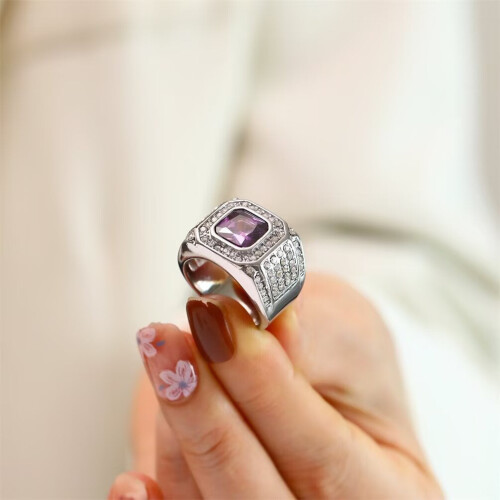 Stainless Steel Cubic Zirconia Promise Ring Silver Light 2