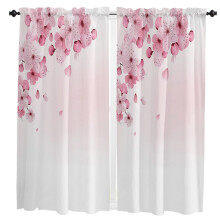 Watercolor Pink Cherry Blossom Curtains for Living Room