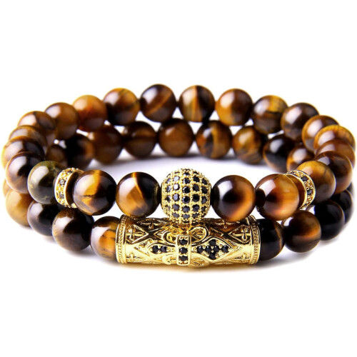 Bracciale GXCZ per uomo e donna con pietra blu lucida 2