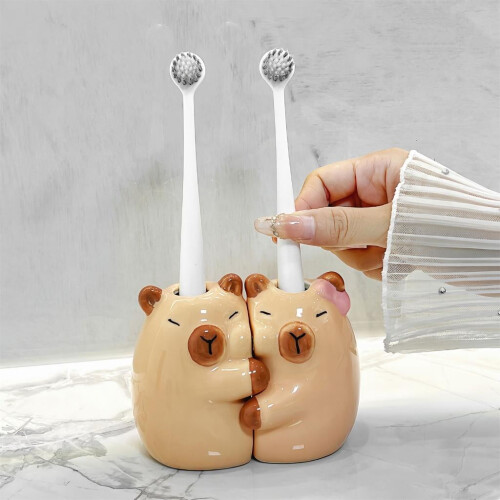 Ceramic Capybara Toothbrush Stand with Brush Slots 1