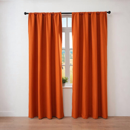 Orange Light Blocking Curtains Polyester 132x260cm