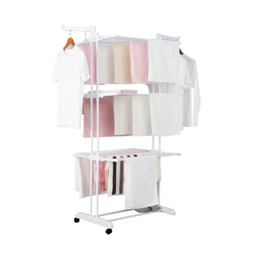 Movable Clothes Rack and Drying Rack - White 1