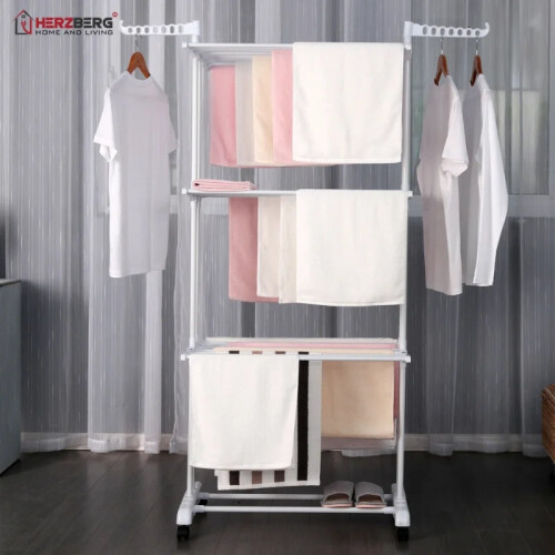 Movable Clothes Rack and Drying Rack - White 2