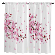 Watercolor Pink Cherry Blossom Curtains for Living Room