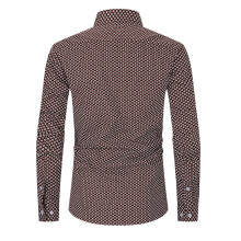 Men's Floral Cotton Dress Shirt Slim Fit Long Sleeve Coffee