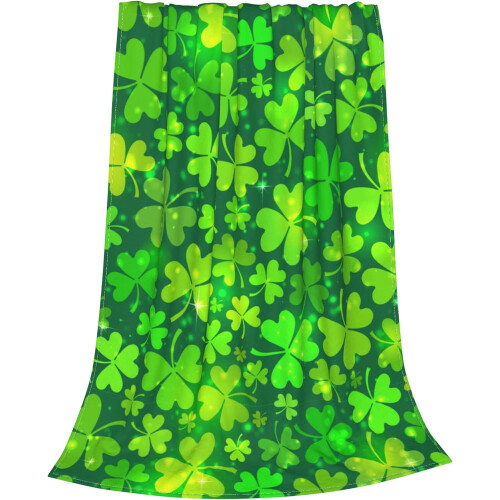 Couverture polaire Saint-Patrick à motifs de trèfles verts 40x50 1