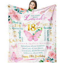 18th Birthday Throw Blanket 60x50 in for Teens and Young