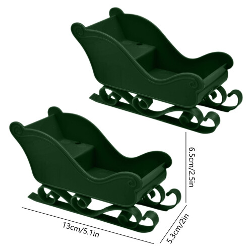 Christmas Glitter Mini Sleigh Figurines Green 7cm 2Pcs 1