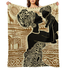 African Black Woman Printed Flannel Fleece Throw Blanket