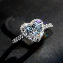Heart Cut Cubic Zirconia Ring Silver Plated Size 5-12