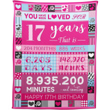 Pink Rose Birthday Blanket for 12-Year-Old Girls 50x60