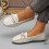 Γυναικεία Casual Flat Slip-On Παπούτσια με Φιόγκο, Λευκά 4