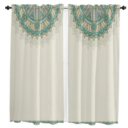 Mandala Pattern Ethnic Retro Curtain for Living Room