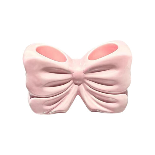 Bow Toothbrush Holder Ceramic Pink 1 Piece