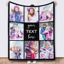 Gepersonaliseerde flanellen plaid met foto en tekst