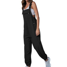 Dame ensfarvet sort jumpsuit arbejdsoveralls XXL